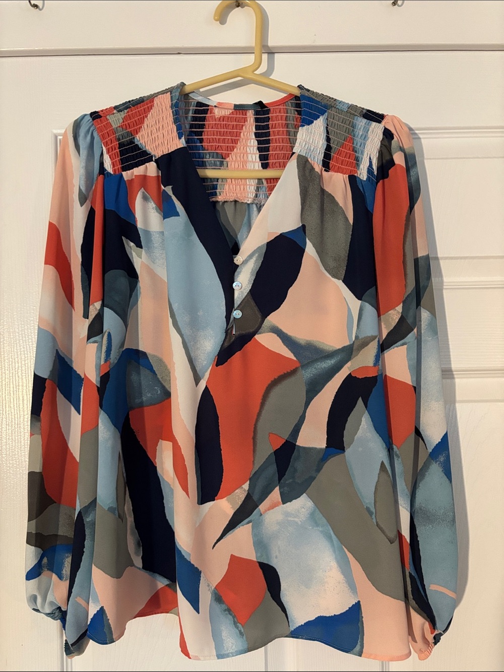 Zac & Rachel Abstract Multi-Color Long Sleeve Blouse